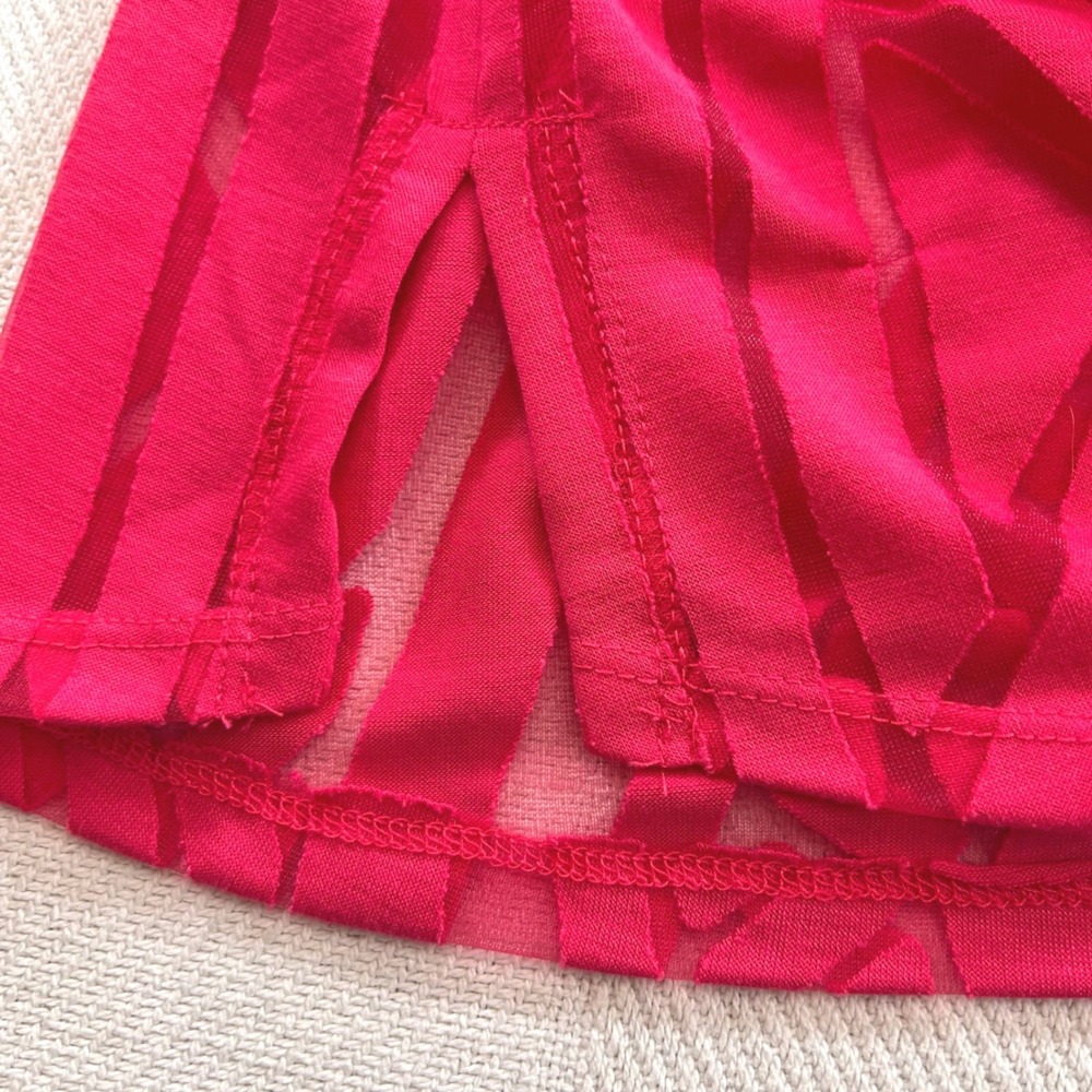 Nicole by Nicole Miller Hot Pink Geometric Burnout Tank Top Womens Medium Modern - Picture 5 of 7